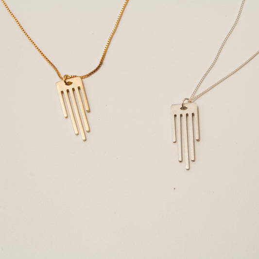 Explore the JUDA Hamsa Necklace – a refined and minimalist take on the iconic Jewish symbol. Crafted in Israel from sterling silver or gold-plated silver, its five-line design evokes protection and balance. Featuring an elliptical eye-shaped opening and elegant proportions, it's a timeless piece of spiritual jewelry with 